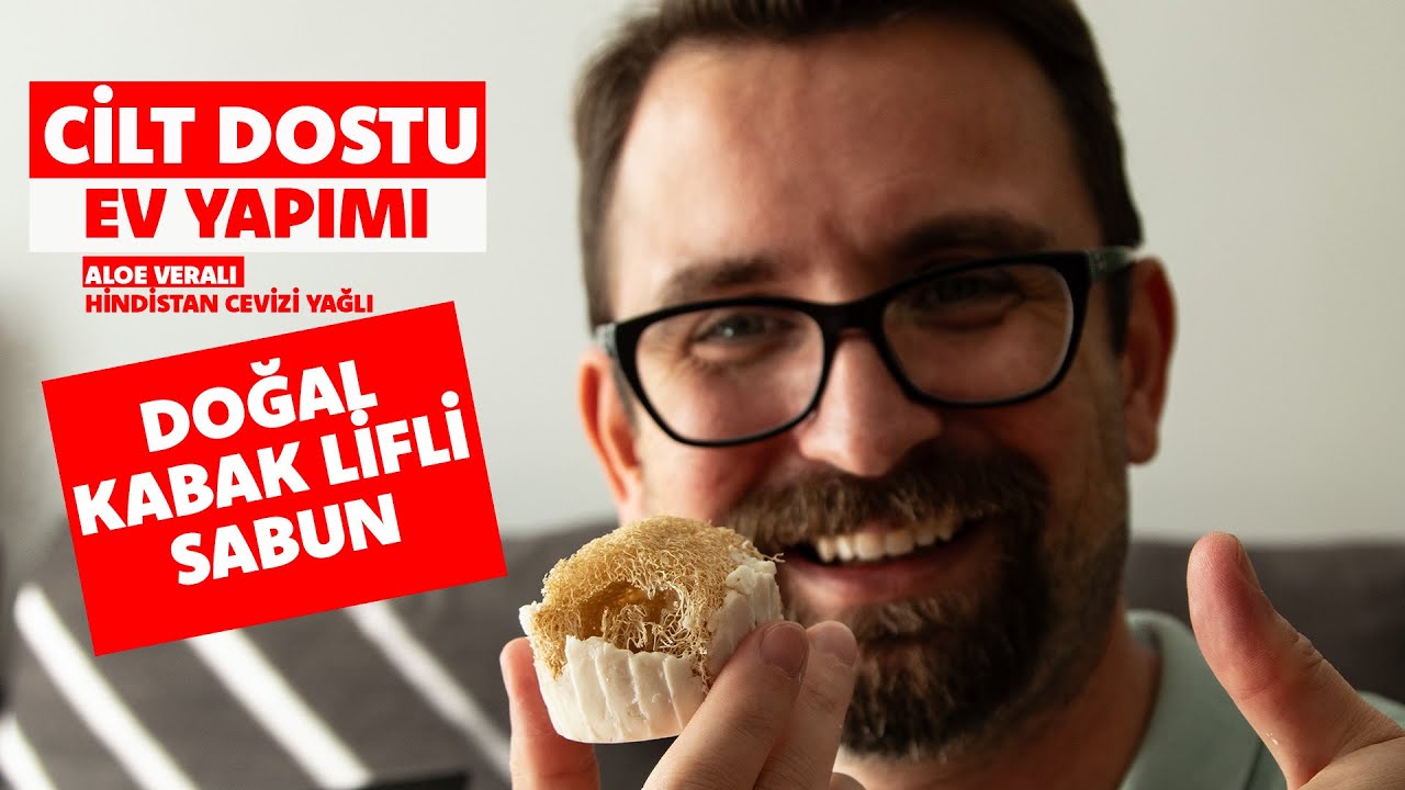 Ev yaplm Doal Kabak Lifli sabun. Aloe Vera ve Hindistan Cevizi Ya  ile...