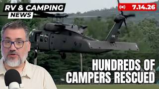 Campers Airlifted, RV Sales Slide, and Hotels Move Into Camping