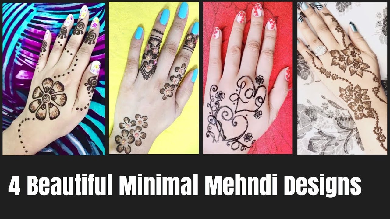 4 Beautiful Minimal Mehndi Designs | Back Hand Mehndi Designs Easy - YouTube