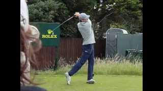 Jordan Spieth, golf swing (fairway metal) - face-on view (Hoylake) July 2014.