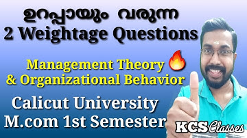 2 Weightage Questions that will definitely come|Management Theory and OB|Calicut University M.com...