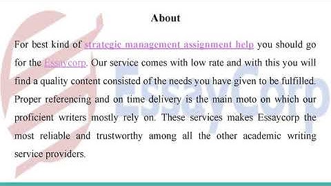 Strategic Management Assignment Help | Strategic Management Assignment MBA