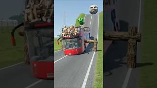 Colorful Capsule Buses vs Log Traps - BeamNG.drive #shorts #beamngdrive