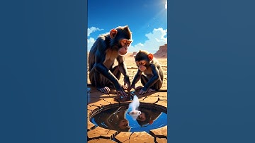 Monkey and his baby build a tree house and then raise fish in a pit 😭 #ai #monkey #fish #tree