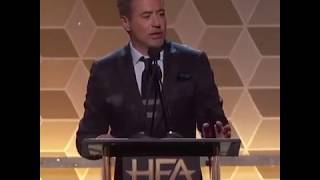 Robert Downey Jr presents the Hollywood Breakthrough Screenwriter Award for Shia labeouf