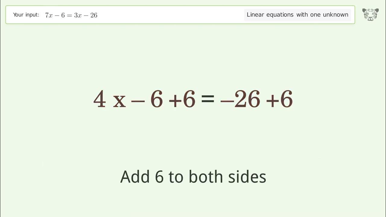 linear-equation-with-one-unknown-solve-7x-6-3x-26-step-by-step