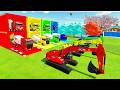 Colorful trucks - ALL COLORFUL JCB EXCAVATOR, SCANIA POINT MIXER TRUCK TRANSPORTING AND PARKING
