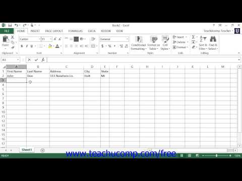 Excel 2013 Tutorial Creating a Table Microsoft Training Lesson 20.1