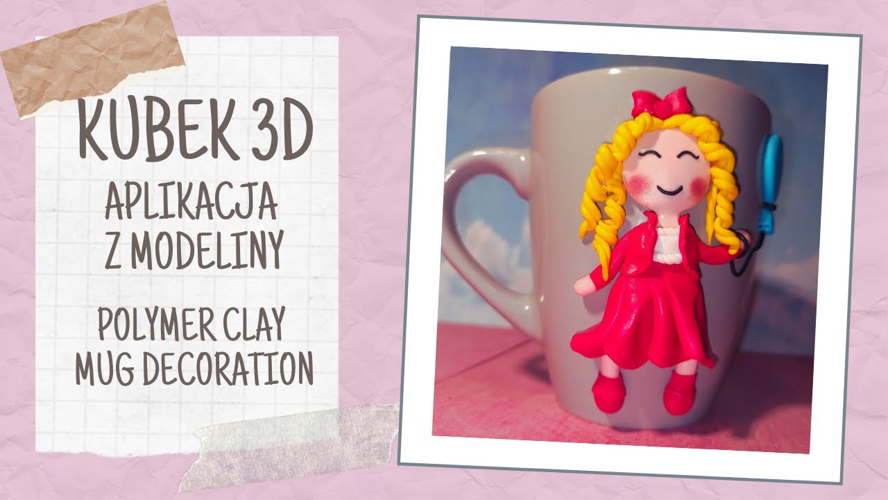 KUBEK 3D APLIKACJA Z MODELINY ||  DIY POLYMER CLAY DECORATION MUG