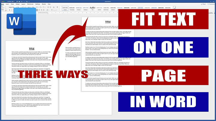 How to Fit Text to One Page in Word | Microsoft Word Tutorials