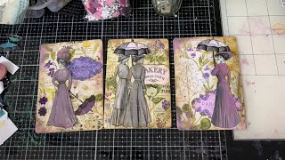 Journal Cards from Book Pages and Edwardian Ladies