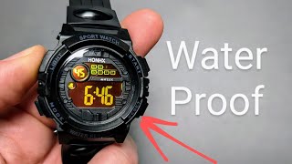 is Digital Sport Watch WaterProof? Can you Swim with it? Honxh Sports Watch with 4 Buttons