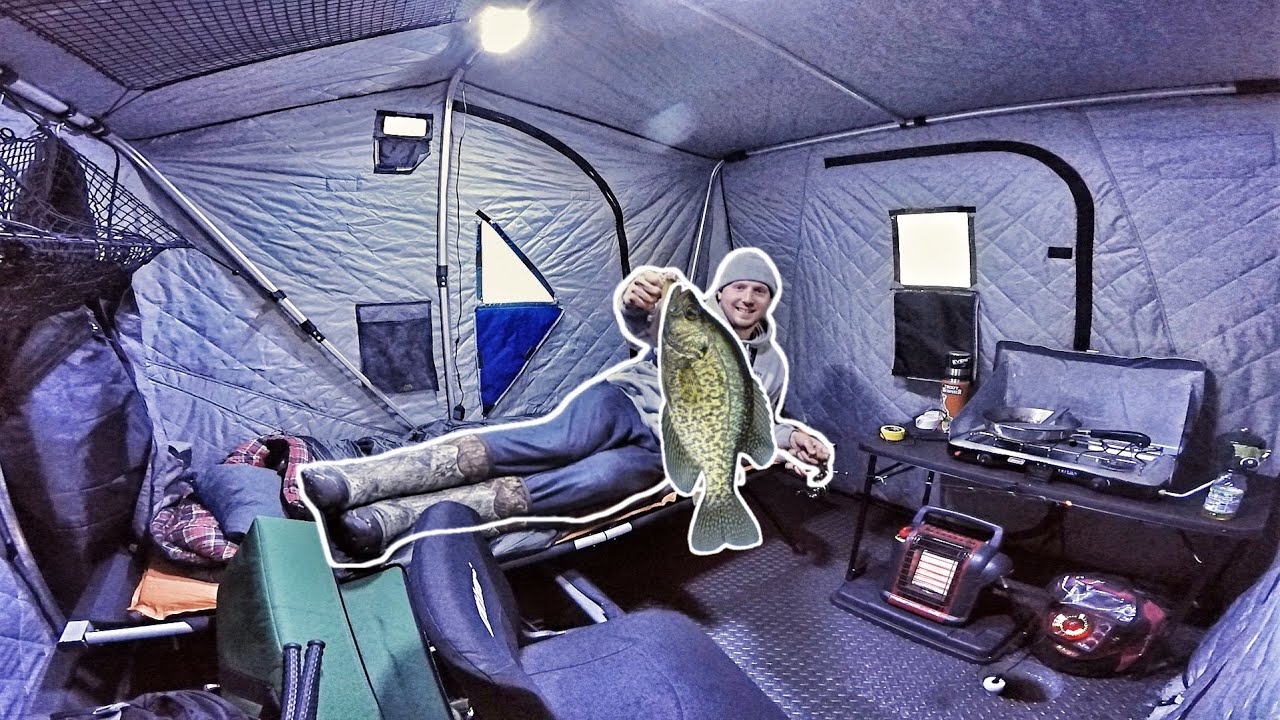 Solo Winter Camping on The Ice - FISH ALL NIGHT LONG! 