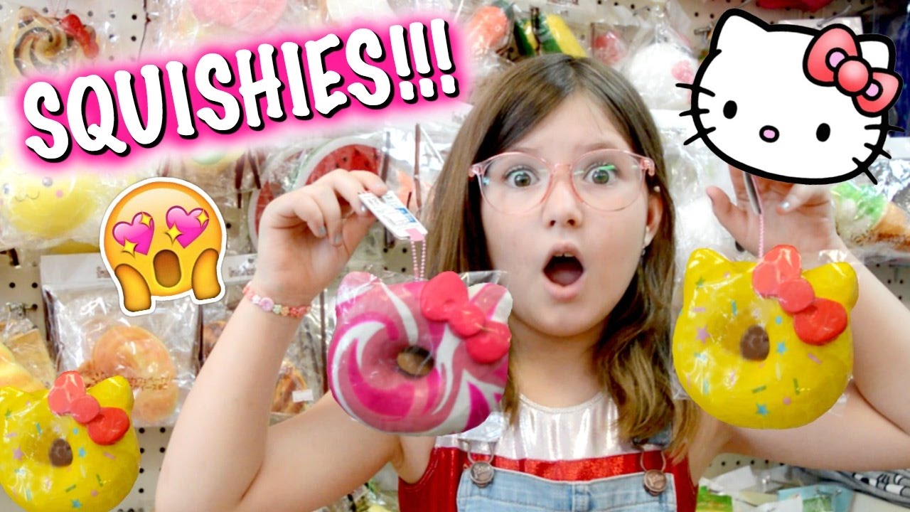 OMG! HELLO KITTY DOUGHNUT SQUISHIES AT TOKYO DISCOUNT!! Squishy Shopping Vlog | Sedona Fun Kids TV