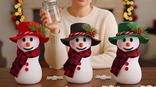 Amazing snowman / made of glass. I made and sold over 30 of them. Recycling ideas 
