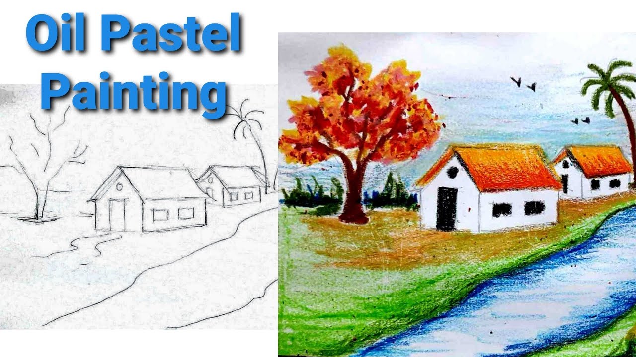 Land scape(Oil pastel) | how to draw landscape | swapna art