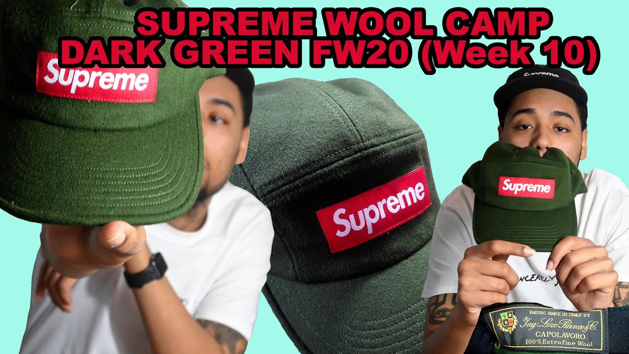 Supreme - Wool Camp Cap Dark Green (FALL 20 Week 10) 