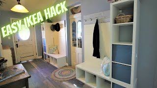 EASY IKEA HACK-KALLAX Shelf Unit-Built-in Mudroom Bench and Storage
