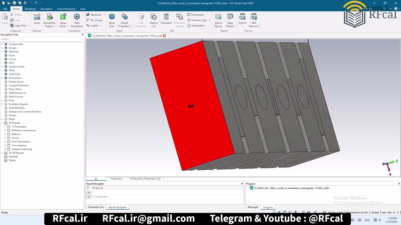 Dielectric Filter cavity 4 resonators waveguide 11GHz wide number15