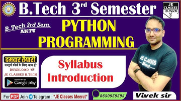 #00 Python Programming Syllabus Introduction Class By Vivek Sir || B.Tech Special || AKTU 2nd Year