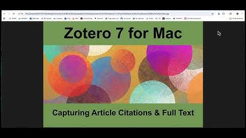 Zotero 7 for Mac: Capturing Article Citations & Full Text