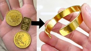 Making a 24k Gold Cuff out of Gold Coins | Jewelry Making | How it’s made | Gold Bars | 4K Video