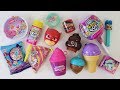 Toy candy dispensers opening Pikmi Pops, squishies, glitter putty, slime and surprises