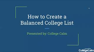 Creating a Balanced College List