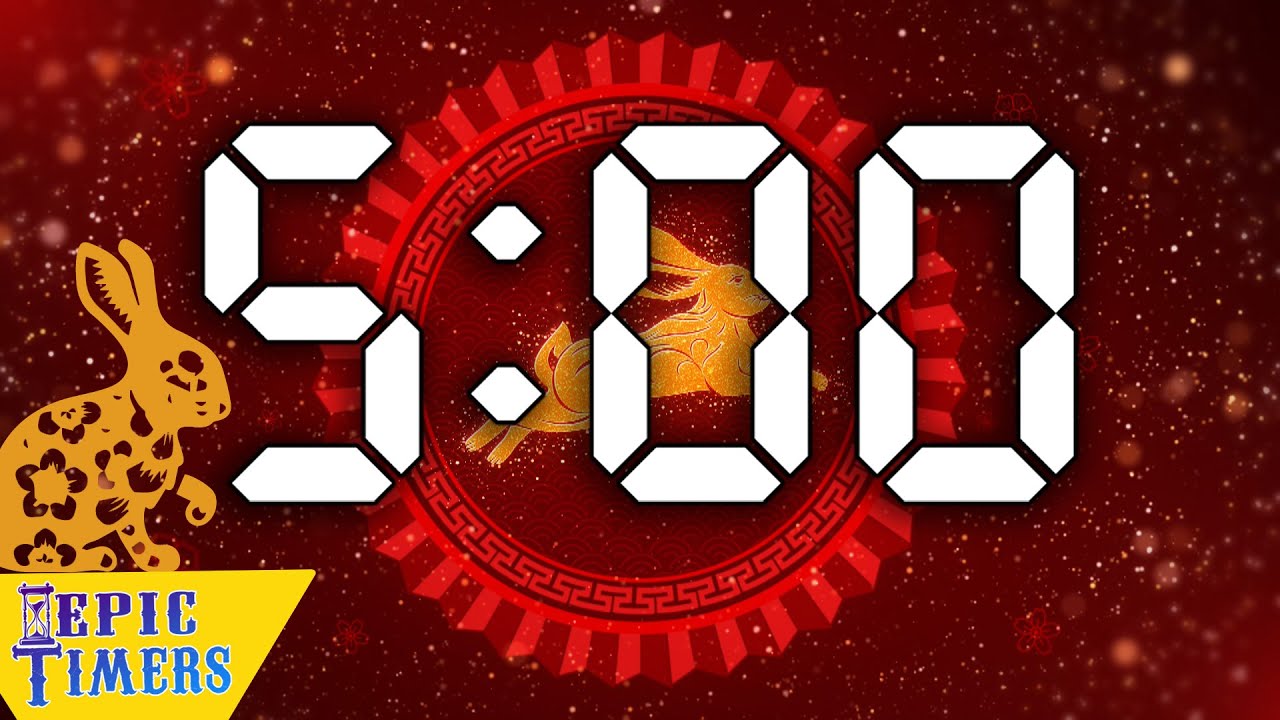 Five Minute Chinese Lunar New Year Countdown Timer Day with Traditional ...
