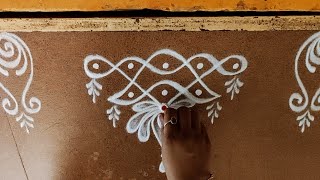 Rangoli border designs easy | Tulasi kota muggulu | Door rangoli | Friday rangoli | Border muggulu