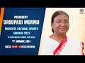 President Droupadi Murmu presents National Sports Awards 2023 at Rashtrapati Bhavan, New Delhi