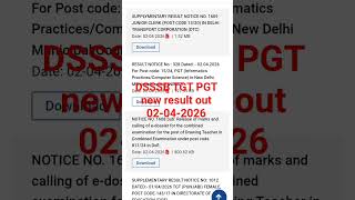 DSSSB TGT PGT new result out 02-04-2026#dsssb2025