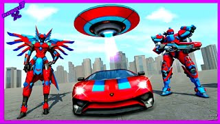 Flying Robot Car Game 2021 - Flying Superhero Game Android gameplay screenshot 5