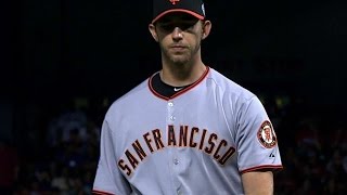 10/31/10: madison bumgarner strikes out six over eight shutout innings
en route to the first world series win of his career in game 4check
http://m.mlb.c...