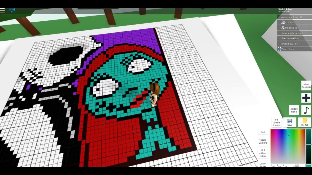 Roblox Pixel Art Creator Jack And Sally Youtube - roblox pixel art eevee speed draw