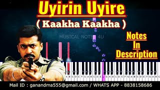 Video thumbnail of "Uyirin Uyire Piano notes | Kaakha Kaakha | Harris Jayaraj | Musical notes 4u"