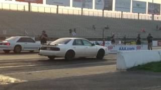 Stock 2000 Cadillac STS goes up against modded as Shi*t fox body. Who will win?