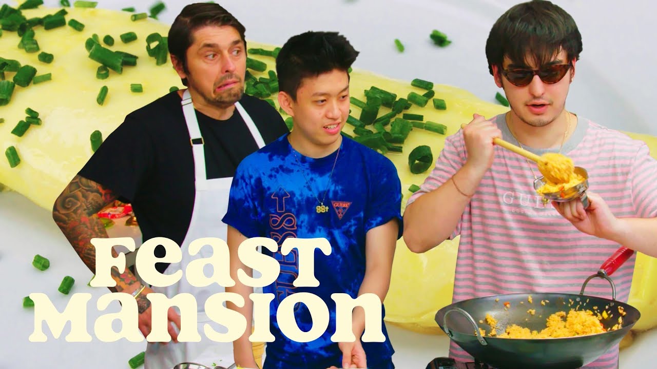 Joji and Rich Brian Get an Omelette Master Class from a French Chef | Feast Mansion | First We Feast