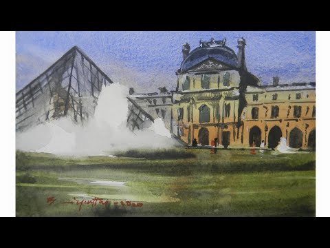 | louvre museum | Louvre Museum Paris | world museum day |b ipul roy watercolor | museum watercolor