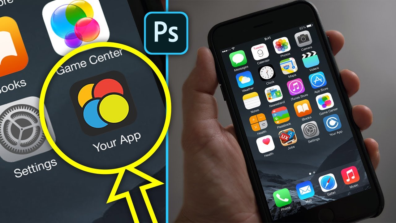 Download Psd Mockup Display Your App Icon On Iphone Screen Photoshop Tutorial Youtube
