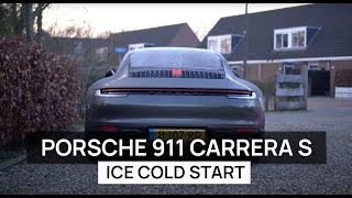 Porsche 911 (992) Carrera S Ice Cold Startup + Sport Exhaust Sound Valve Open & Closed [4K]