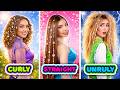 ¡Cabello Rizado vs Liso vs Rebelde! Problemas Divertidos con el Cabello Largo