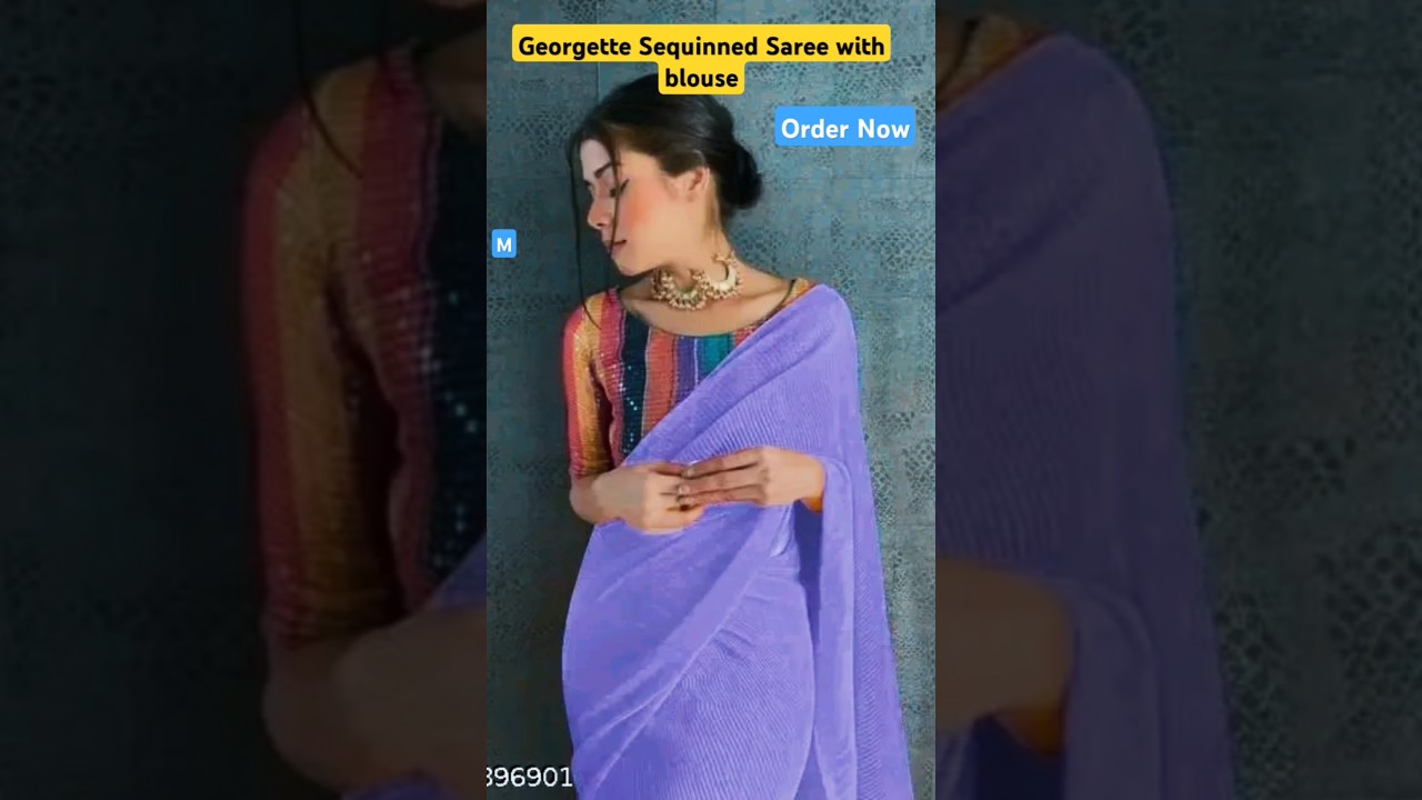Stunning Sequinned Saree from Assam Silk Georgette!|
