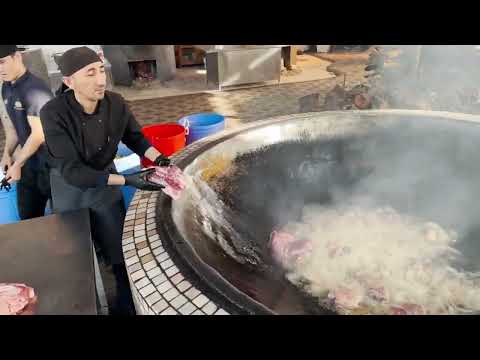BIGGEST 4000KG Street Food in the WORLD Plov HOT POT Street Food in Uzbekistan - factory first