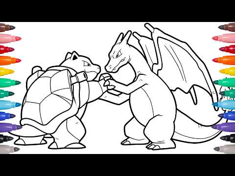 Charizard vs Blastoise | Pokemon Epic Battle Satisfying Coloring video