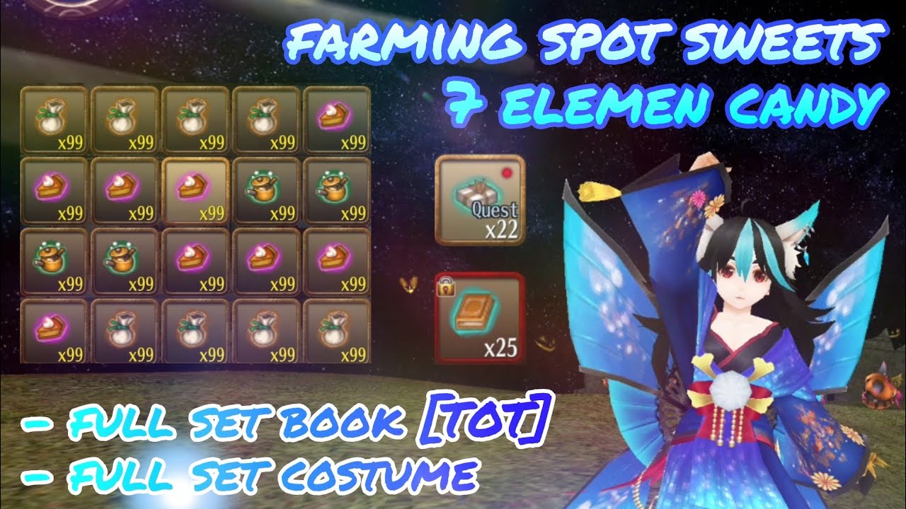 toram online farming spot sweets 7 element candy full set book [TOT