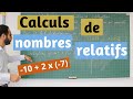 Calculs de nombres relatifs