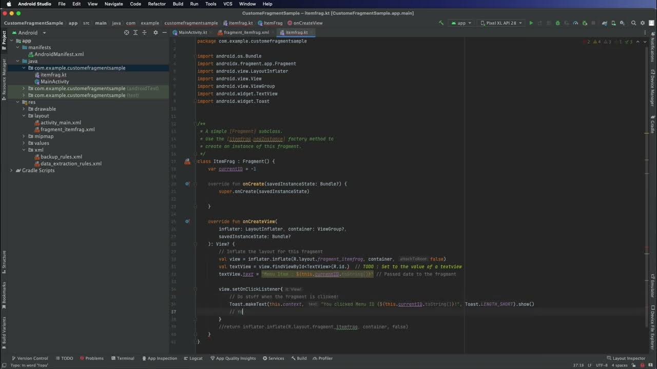 Custom Fragment in Scrollview in Kotlin YouTube
