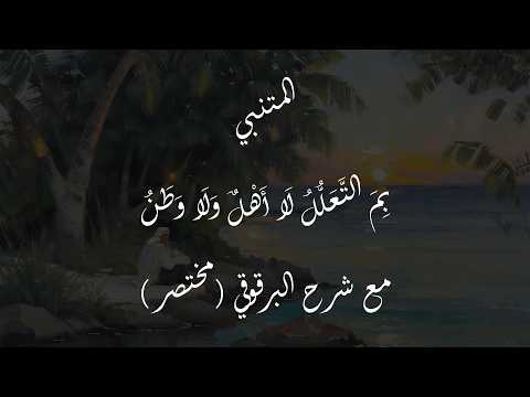 بم التعلل لا أهل ولا وطن أبو الطيب المتنبي مع شرح البرقوقي