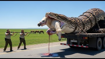 Fearless Courageous Rescue Team Subdues Giant Python to Save Horse